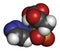 Tazobactam drug molecule. Inhibitor of bacterial beta-lactamase enzymes. 3D rendering. Atoms are represented as spheres with.