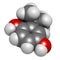 TBHQ tert-Butylhydroquinone antioxidant preservative molecule. 3D rendering. Atoms are represented as spheres with conventional.