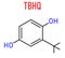 TBHQ or tert-Butylhydroquinone antioxidant preservative molecule. Skeletal chemical formula.