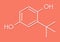 TBHQ tert-Butylhydroquinone antioxidant preservative molecule. Skeletal formula.