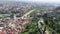 Tbilisi city. Aerial view. Fortress Narikala, the Kura River
