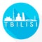 Tbilisi, Georgia Flat Icon. Skyline Silhouette Design. City Vector Art Famous Buildings.