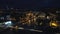 Tbilisi, Georgia - June 2018: flight over the Kura River at night, during a thunderstorm