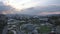 Tbilisi, Georgia - June 2018: Rike Park, Kura River and Peace Bridge at sunset, aerial view