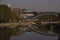 Tbilisi Landmark - Peace Bridge, reflection in the Kura River, October 2019