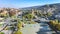 Tbilisi skyline aerial drone view from above, Kura river and old town of Tbilisi cityscape, Georgia