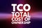 TCO - Total Cost of Ownership acronym, business concept background
