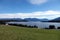 Te Anau Lake with snowtopped mountains, New Zealand