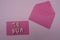 Te dua, albanian I love you composed with handmade wooden letters over pink card