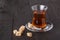 Tea in Azerbaijani traditional armudu pear-shaped glass