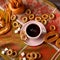 Tea with bagels, dryers and other tea accessories, top view.