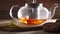 Tea ceremony. Glass teapot for tea