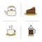 Tea and coffee color icons set