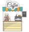 Tea coffee street shop showcase vector illustration