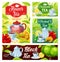 Tea cup of black, green, herbal beverage banners