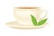 Tea Cup on Saucer with Hot Aromatic Beverage Poured with Boiling Water for Brewing Closeup Vector Illustration