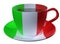 Tea Cup and saucer, which is applied to the image of the flag of Italy