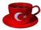Tea Cup and saucer, which is applied to the image of the flag of Turkey