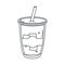 Tea, disposable cup with straw beverage fresh line icon style