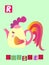 Tea history. Letter R. Rooster. Cute cartoon english alphabet with colorful image and word.