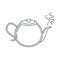 Tea, hot kettle beverage traditional line icon style