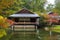 Tea house reflecting in pond in Japanese Garden