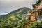 Tea houses balcony and Mount Keelung in Taiwan