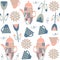 Tea kettle seamless pattern. It is located in swatch menu, vector image. Cute background for design
