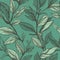 Tea Leaf On Jade Green Background. Infinite, Seamless Backgrounds. Generative AI