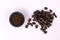 tea leaves or coffee drink.coffee beans or pod isolated