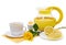 Tea with lemon and yellow roses