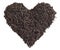 Tea love. Tea leaves in the form of heart isolated