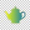 Tea maker sign. Blue to green gradient Icon with Four Roughen Contours on stylish transparent Background. Illustration