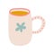Tea Mug, Cute Ceramic Crockery Cookware Vector Illustration