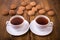 Tea and oaten cookies on a wooden table