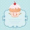 Tea party invitation vintage style frame funny cupcake