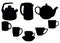 Tea party kit. Kettle and electric kettle with mugs and cups