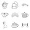 Tea place icons set, outline style