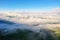 Tea Plantations at Cameron Highlands Malaysia. Sunrise in early morning with fog.