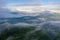 Tea Plantations at Cameron Highlands Malaysia. Sunrise in early morning with fog.