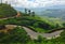 Tea plantations, mountains trees and road Nanuoya