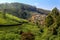 Tea plantations and a small village in the mountains