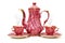 Tea pot and cups isolated