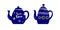 Tea pot elements collection. Hand drawn teapots vector icons. Teapots isolated on white background. Design elements. Blue kettle