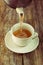 Tea pour cup pot wooden table cafe