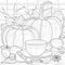 Tea and pumpkins.Autumn.Coloring book antistress for children and adults.