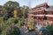 Tea room aerial view in Wenshu buddhist monastery in Chengdu