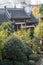 Tea room aerial view in Wenshu buddhist monastery in Chengdu