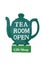 Tea Room open sign in the shape of a teapot