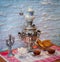 Tea samovar with bagels